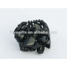 Black Onyx Chip Stretch Seed Perles de verre Ring